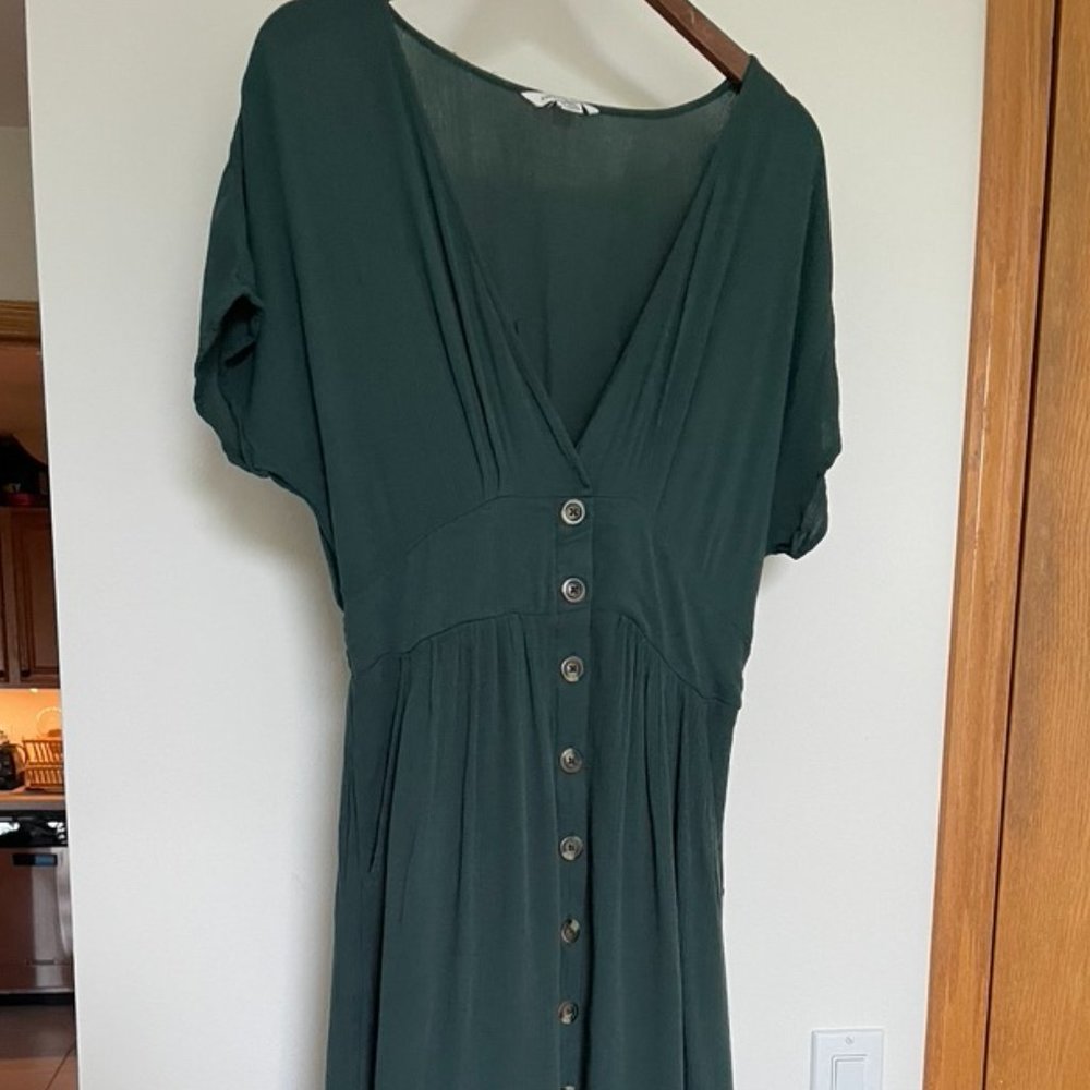 American Eagle Button Down Midi Dress - Dark Green